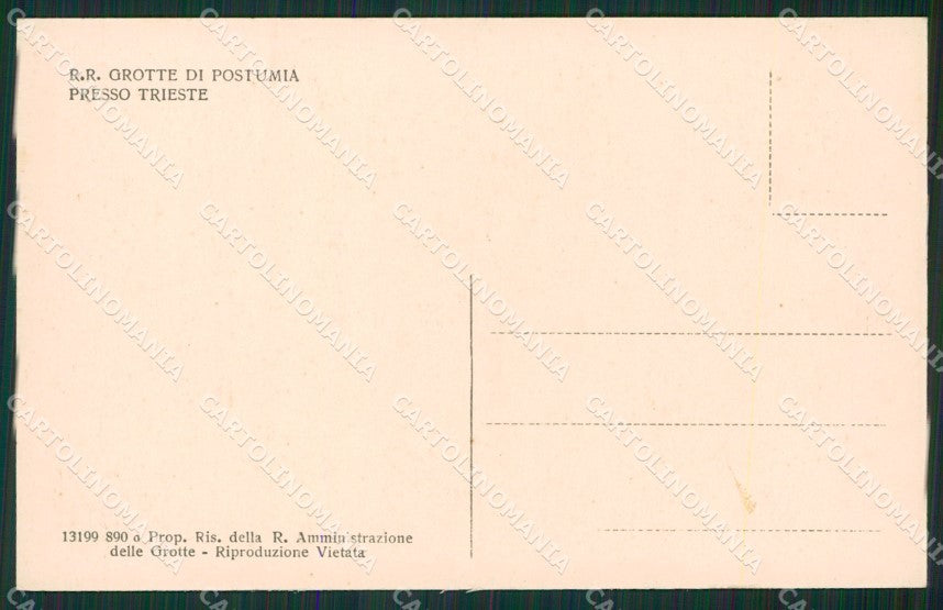 Trieste Grotte di Postumia Poste cartolina KV2022 – retro