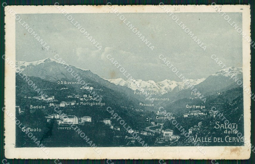 Biella Valle del Cervo Mappa ABRASA cartolina KV2041 – fronte