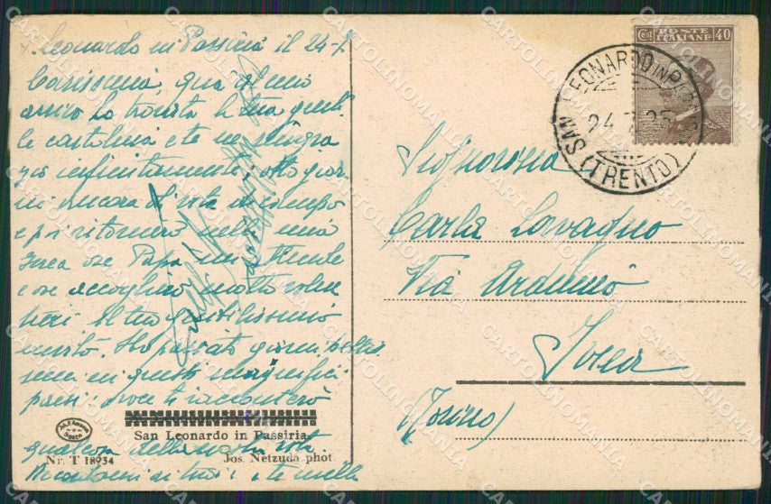 Bolzano San Leonardo in Passiria cartolina KV2049 – retro
