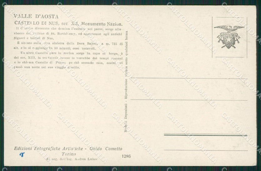 Aosta Nus Castello di Foto cartolina KV2078 – retro