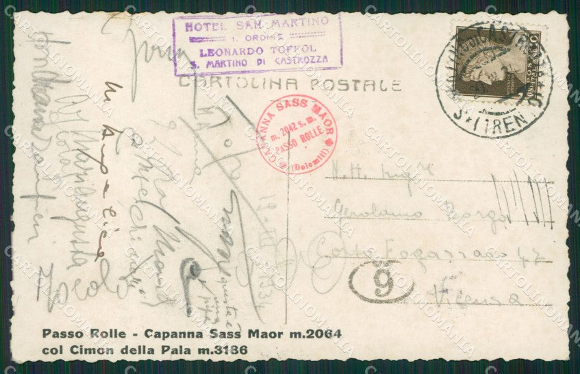 Trento Siròr Passo Rolle Capanna Sass Maor Foto cartolina KV2150 – retro