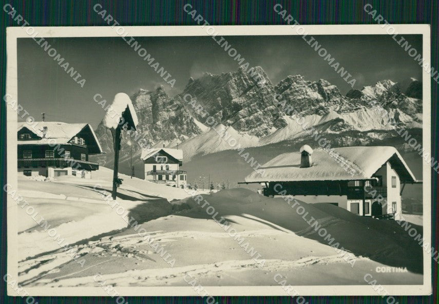 Belluno Cortina d'Ampezzo nevicata Foto cartolina KV2209 – fronte