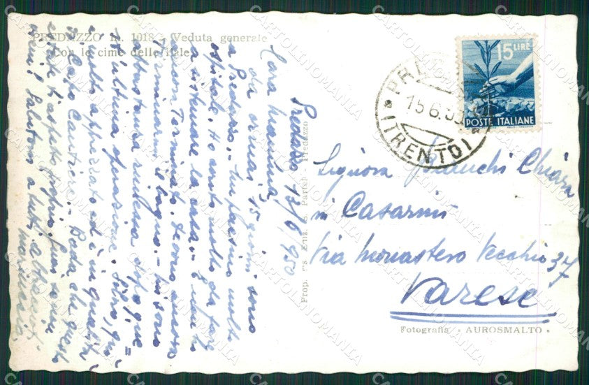 Trento Predazzo Foto cartolina KV2221 – retro