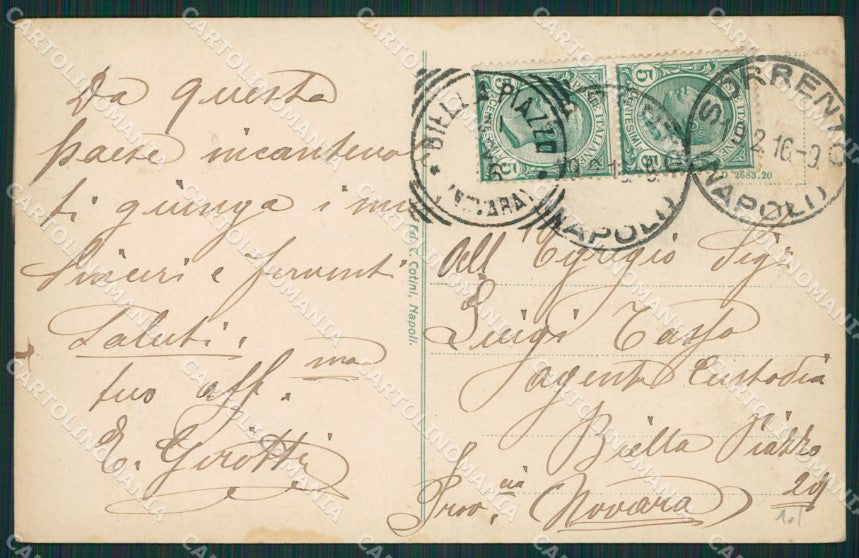 Napoli Sorrento cartolina KV2588 – retro