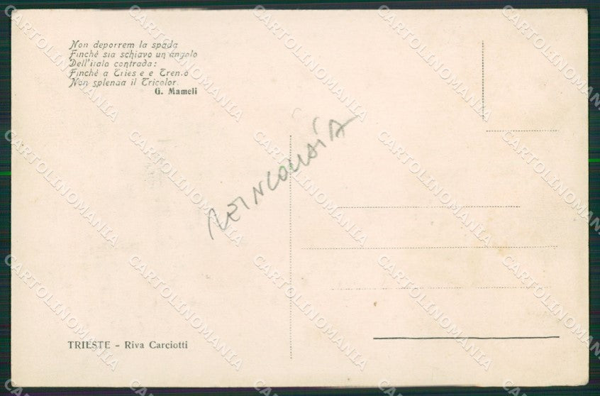 Trieste Città REINCOLLATA cartolina KV2933 – retro