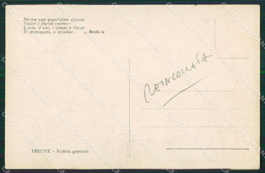 Trieste Città REINCOLLATA cartolina KV2934 – retro