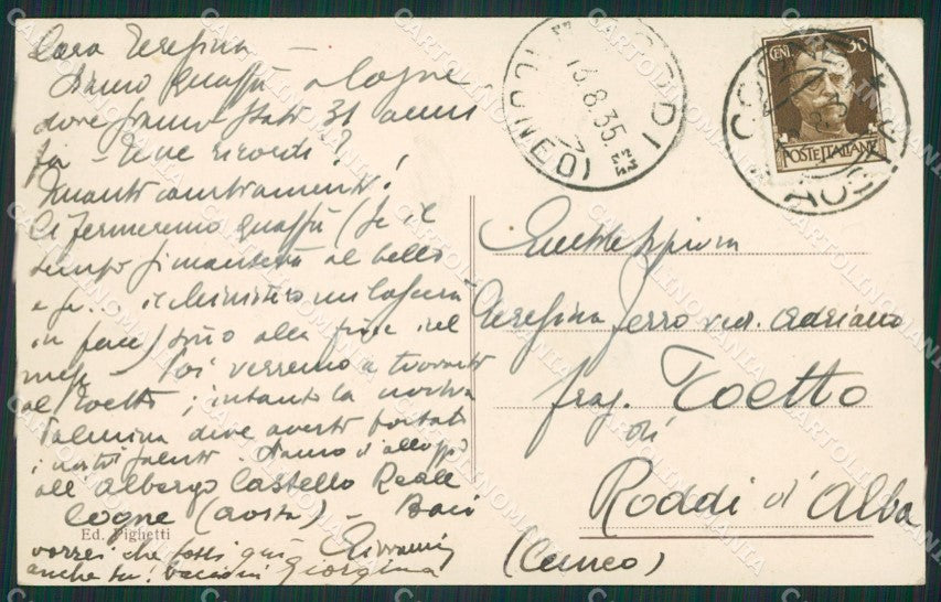 Aosta Cogne cartolina KV2965 – retro