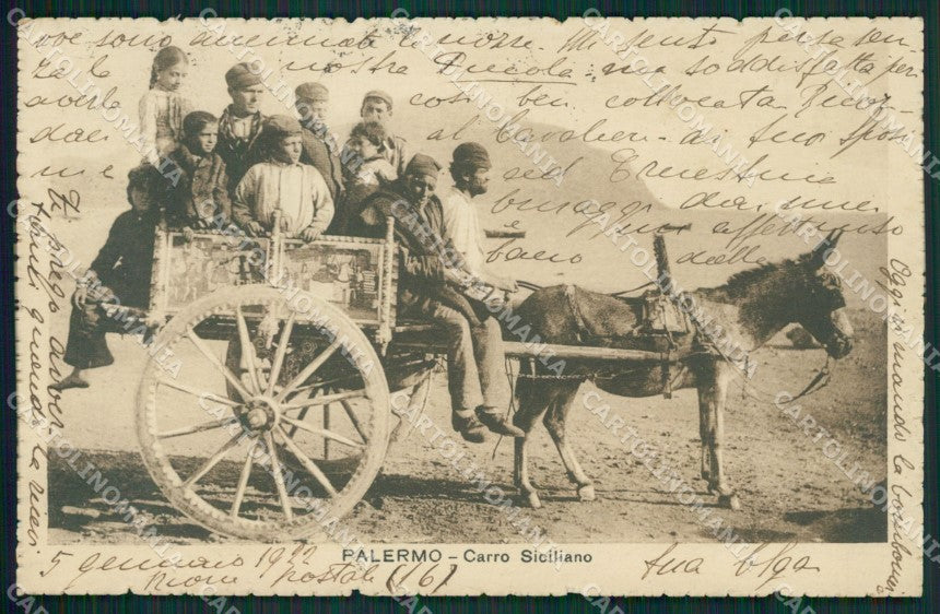 Palermo Città Carro Siciliano cartolina KV2987 – fronte