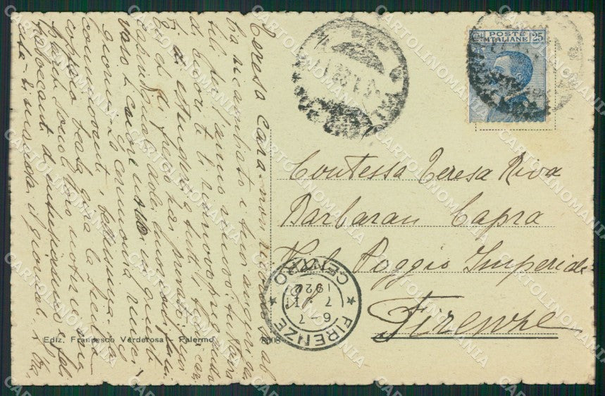 Palermo Città Carro Siciliano cartolina KV2987 – retro