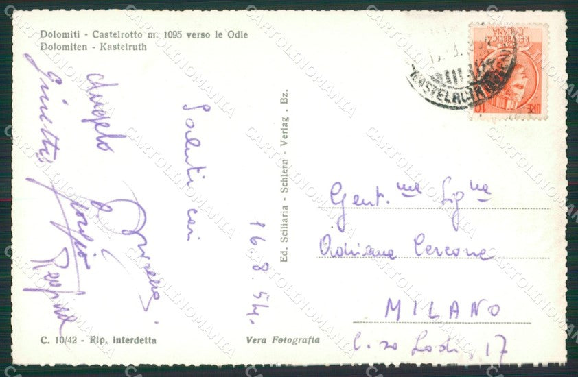 Bolzano Castelrotto Foto cartolina KV3017 – retro