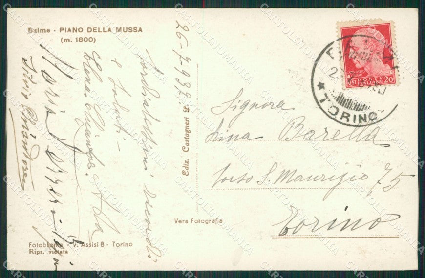 Torino Balme Piano della Mussa Foto cartolina KV3023 – retro