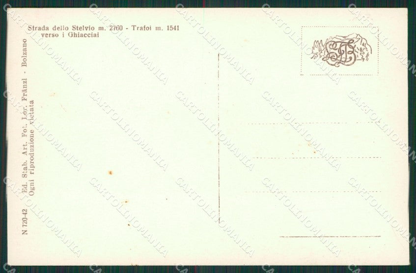 Bolzano Stelvio Foto cartolina KV3038 – retro
