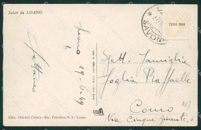 Savona Loano cartolina KV3118 – retro