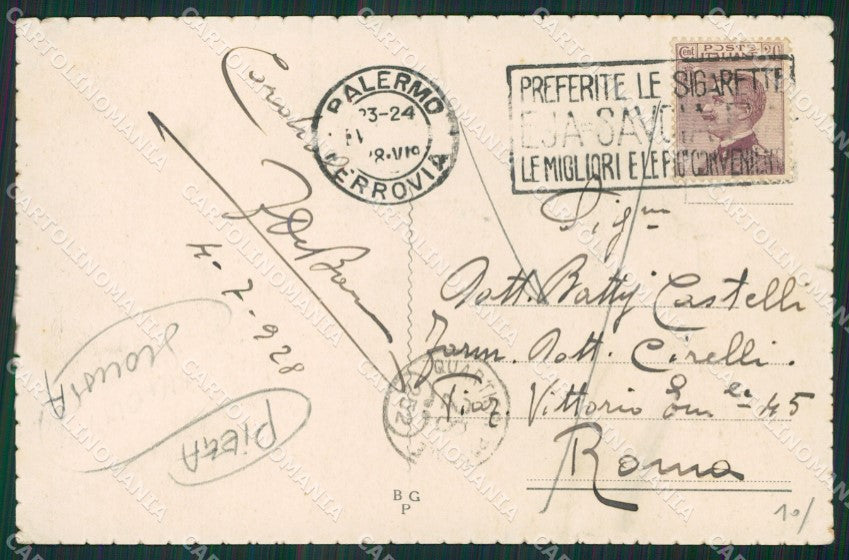 Palermo Città SCOLLATA PIEGA cartolina KV3146 – retro