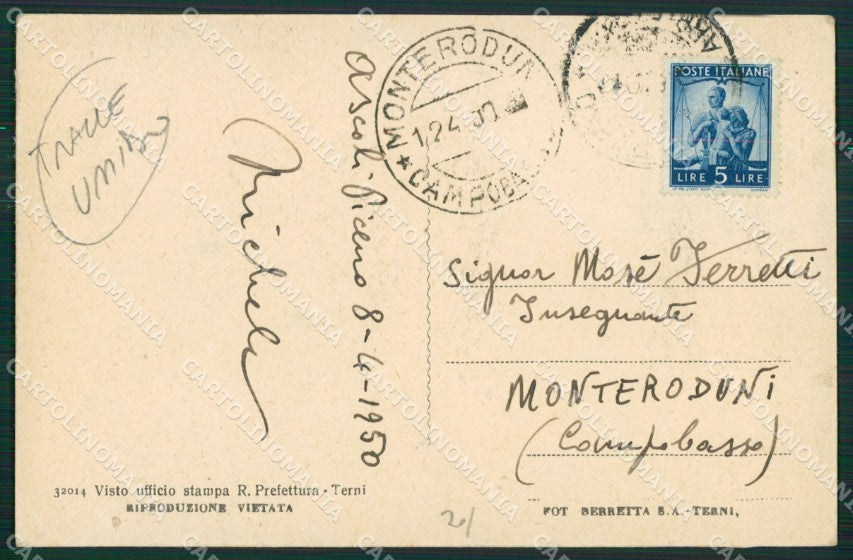 Ascoli Piceno Città Poste TRACCE UMIDO cartolina KV3189 – retro