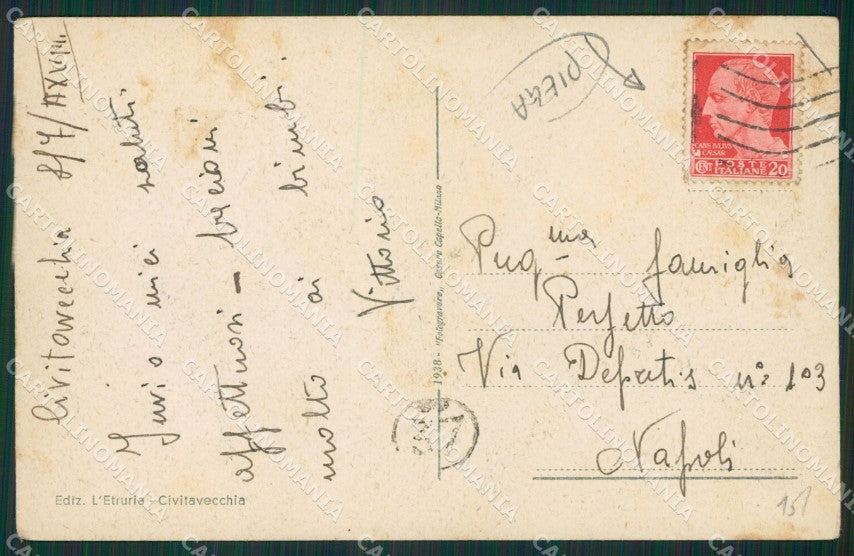 Roma Civitavecchia PIEGA cartolina KV3241 – retro