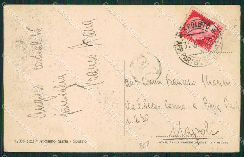 Perugia Spoleto Caserma cartolina KV3259 – retro