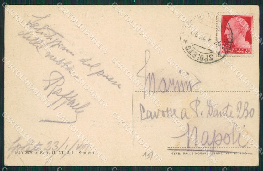 Perugia Spoleto Carducci Clitunno PIEGHINA cartolina KV3260 – retro