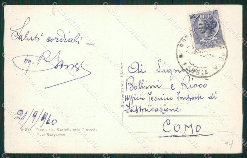 Foggia Rodi cartolina KV3262 – retro