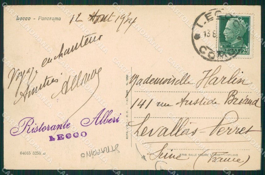 Lecco Città STRAPPINO cartolina KV3512 – retro