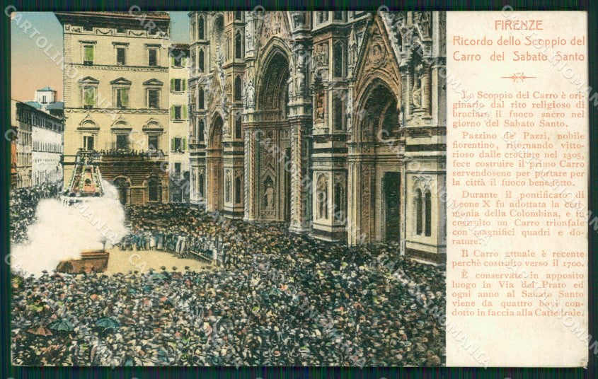 Firenze Città Scoppio del Carro cartolina KV3525 – fronte