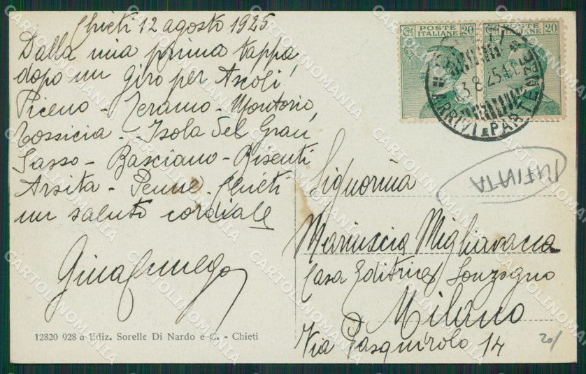 Chieti Città RIFILATA cartolina KV3668 – retro