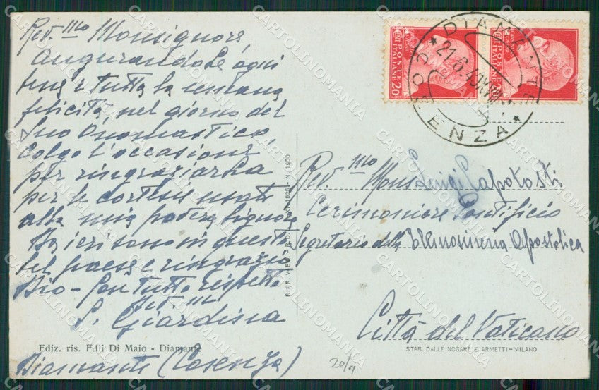 Cosenza Diamante cartolina KV3698 – retro