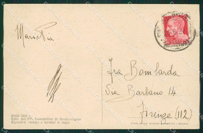 Avellino Mercogliano Montevergine Santuario cartolina KV3758 – retro
