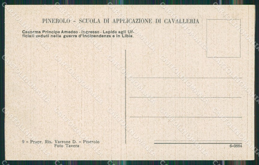 Torino Pinerolo Caserma cartolina KV3780 – retro