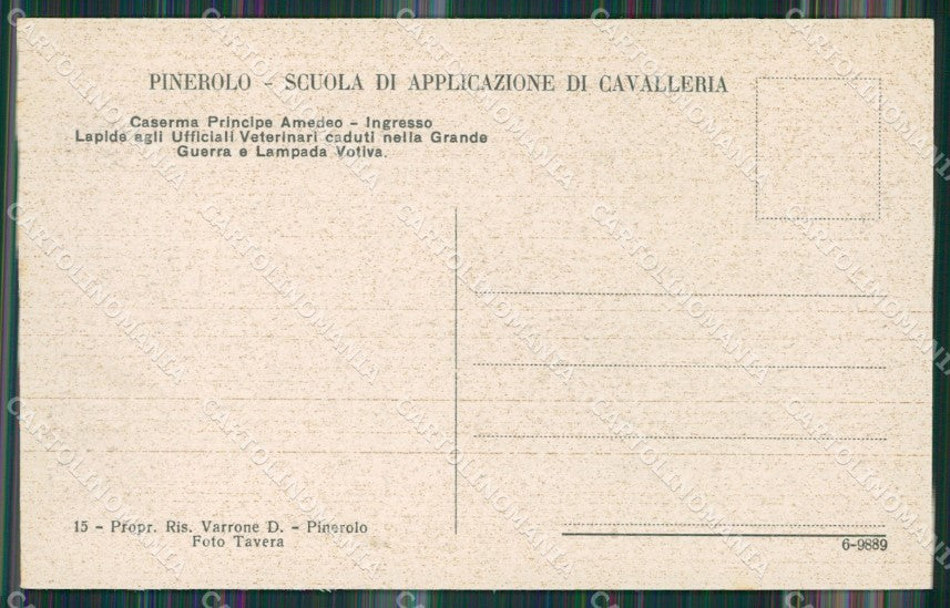 Torino Pinerolo Caserma cartolina KV3785 – retro