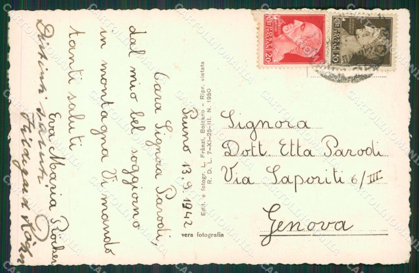 Bolzano Vipiteno Foto cartolina KV3852 – retro