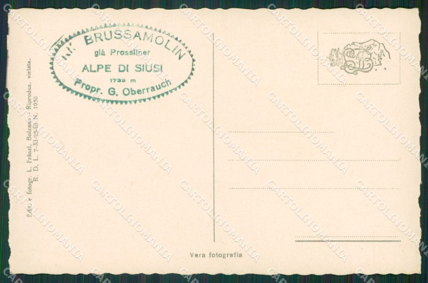 Bolzano Castelrotto Alpe di Siusi Nevicata Foto cartolina KV3854 – retro