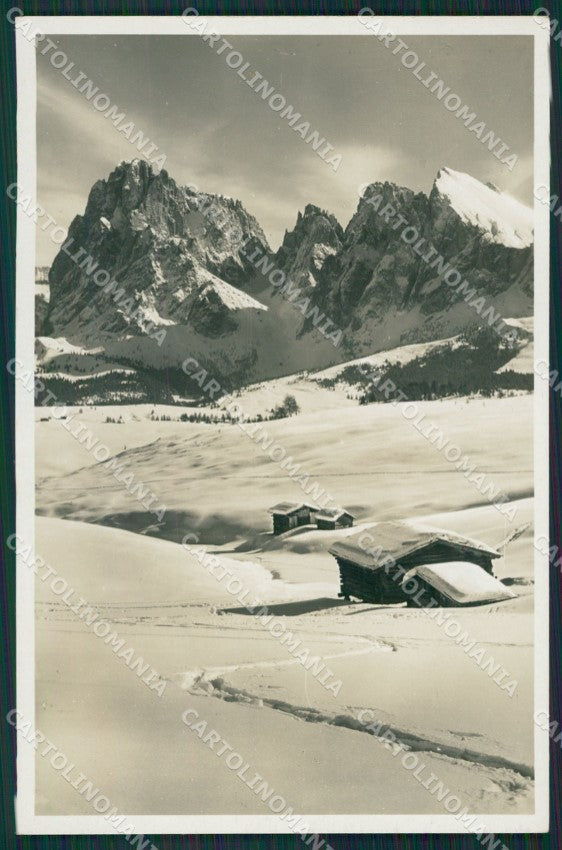 Bolzano Castelrotto Alpe di Siusi Rifugio Boccia Nevicata Foto cartolina KV3855 – fronte