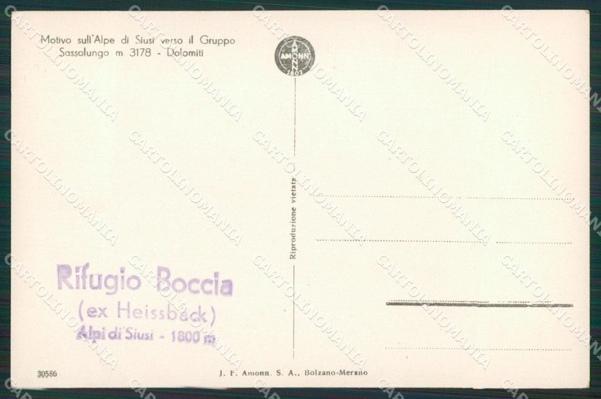 Bolzano Castelrotto Alpe di Siusi Rifugio Boccia Nevicata Foto cartolina KV3855 – retro