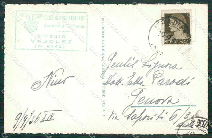 Trento Rifugio Vajolet Cai Foto cartolina KV3867 – retro