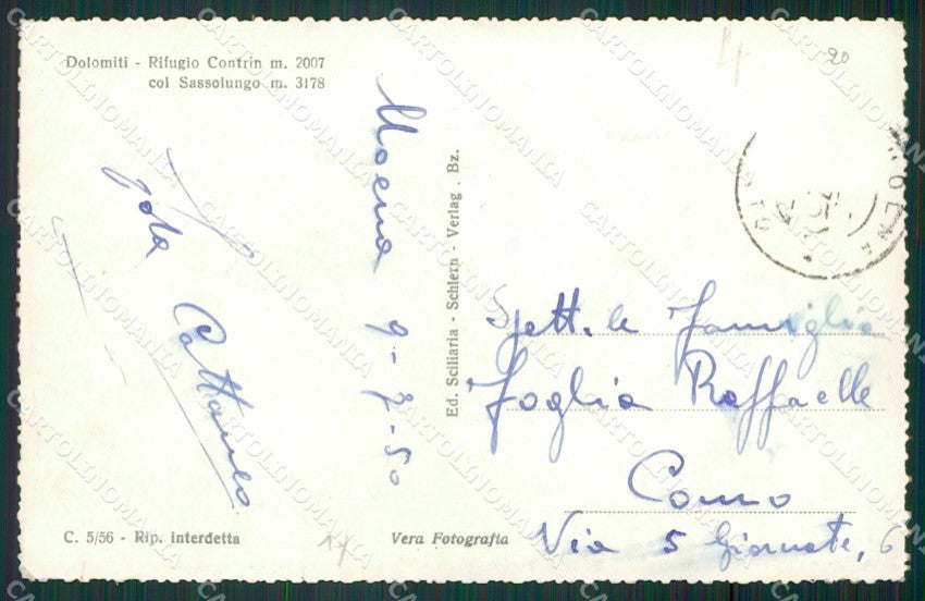 Trento Rifugio Contrin Foto cartolina KV3949 – retro
