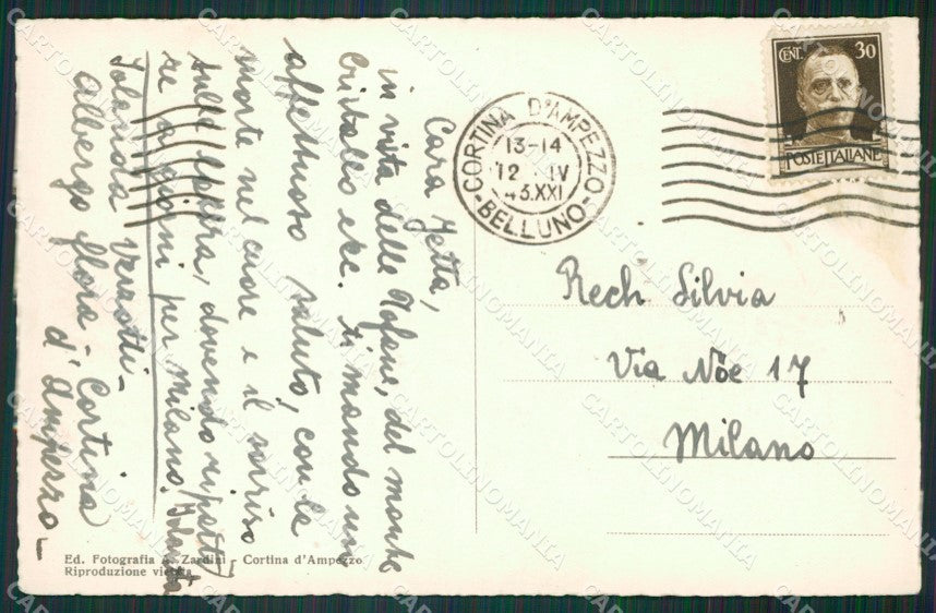 Belluno Cortina d'Ampezzo Rifugio Edda Ciano Mussolini Foto cartolina KV3956 – retro