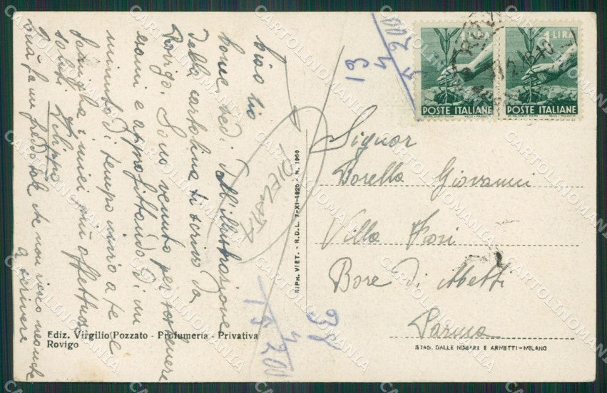 Rovigo Città Auto PIEGATA cartolina KV3994 – retro