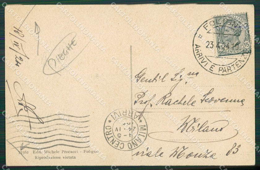 Perugia Foligno PIEGHE cartolina KV4045 – retro