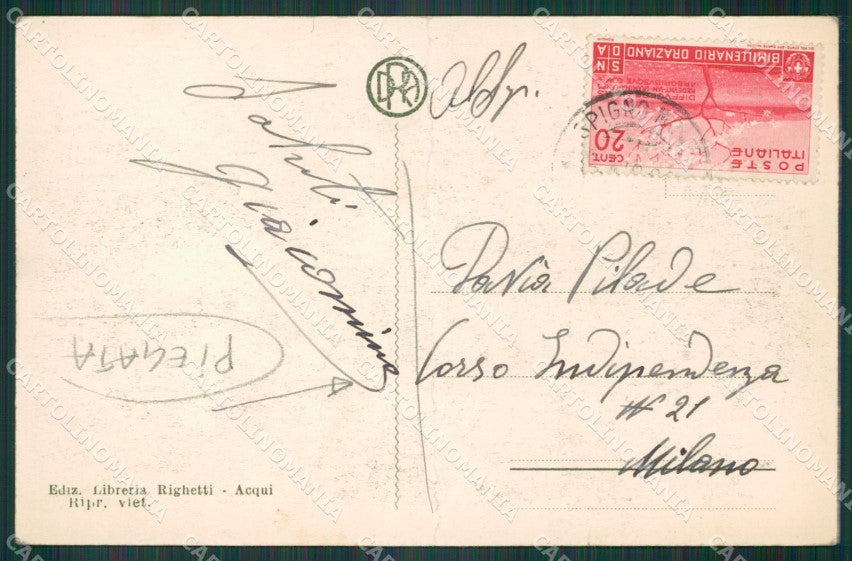 Alessandria Spigno Monferrato PIEGATA cartolina KV4169 – retro