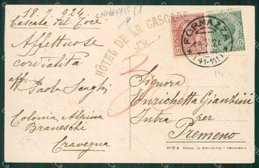 Verbania Crodo Cravegna STRAPPINO cartolina KV4191 – retro