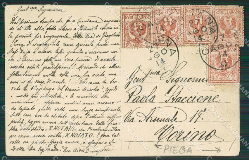 Torino Cumiana PIEGA cartolina KV4200 – retro