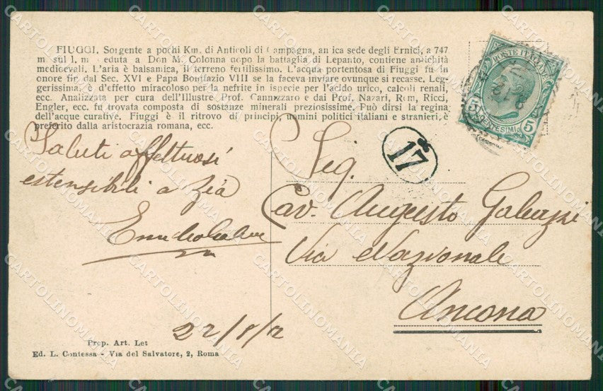 Frosinone Fiuggi cartolina KV4251 – retro