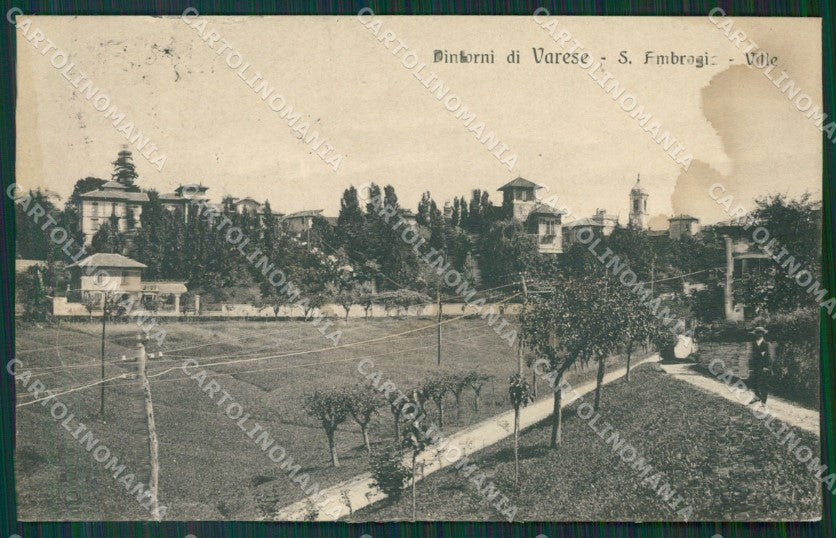 Varese Sant'Ambrogio TRACCE UMIDO MACCHIA cartolina KV4411 – fronte