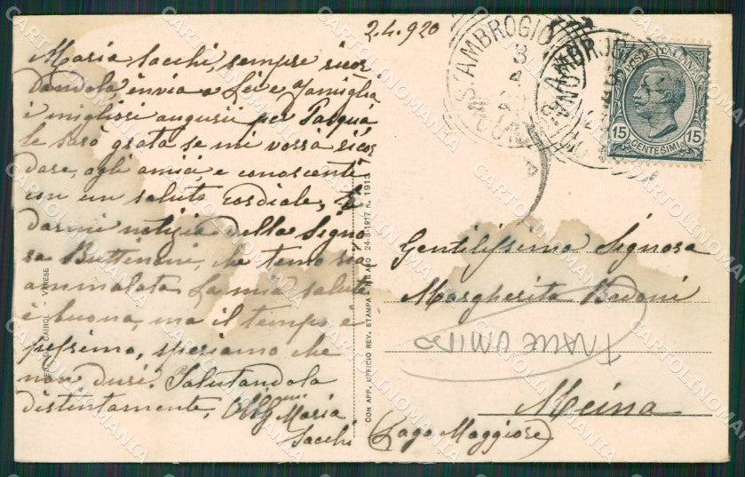 Varese Sant'Ambrogio TRACCE UMIDO MACCHIA cartolina KV4411 – retro