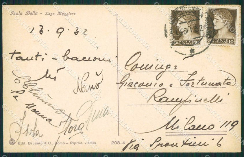 Verbania Stresa Isola Bella Lago Maggiore cartolina KV4669 – retro