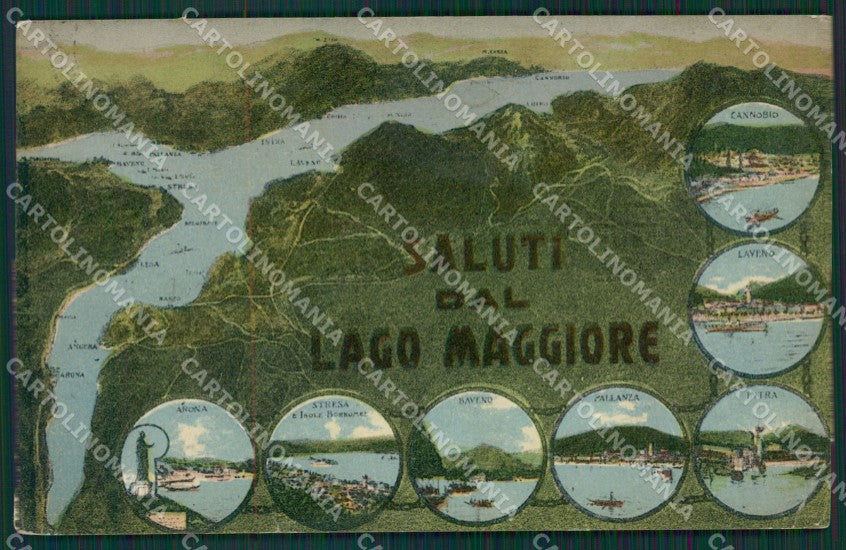 Novara Lago Maggiore Mappa PIEGA STRAPPINO cartolina KV4763 – fronte