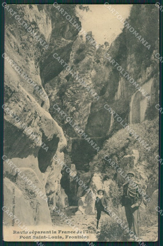 Francia Menton Mentone Frontiera SCOLLATA cartolina KV4979 – fronte
