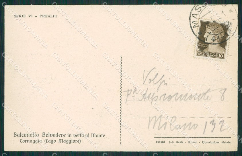 Novara Massino Monte Cornaggia cartolina KV5016 – retro