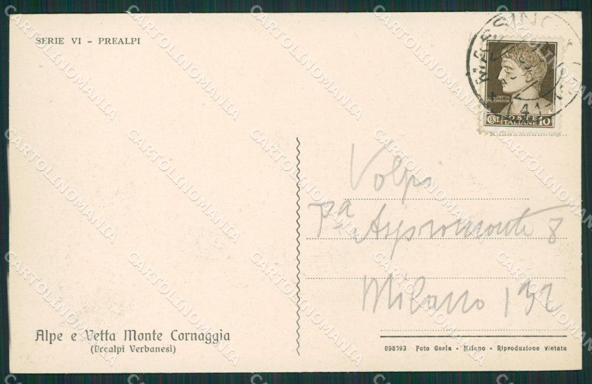 Novara Monte Cornaggia cartolina KV5017 – retro